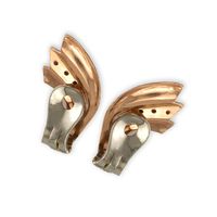 0.70&nbsp;Ct.Tw.Total Carat Weight Reddish Pink Sapphire and Natural Diamond Antique Style Earrings, 14K White & Rose Image